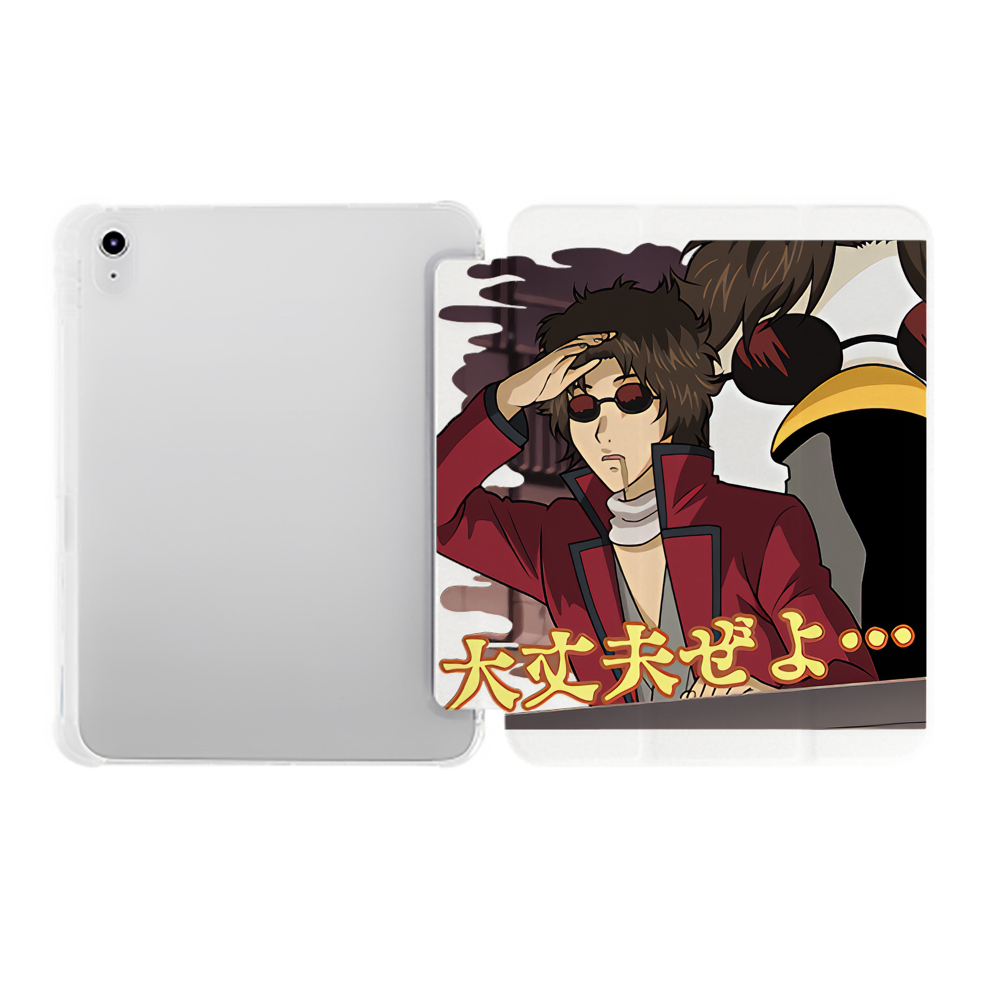 （画像用） ぎんたま 坂田銀時（さかたぎんとき） 神楽 志村新八（しむら しんぱち） GINTAMA Sakata Gintoki Kagura Shimura Shinpachi IPad ケース ペン収納付き 三つ折りスタンド PUレザー×シリコン 対応機種9.5/10.5/10.9インチ